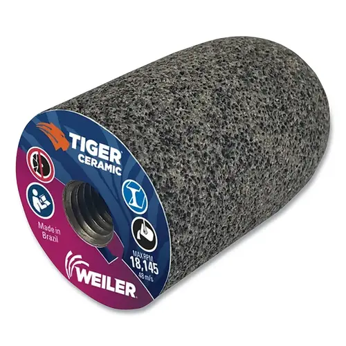 Tiger  Grinding Cone, 2 in dia x 3 in Thick x 5/8 in-11 Arbor, 20 Grit, Ceramic Alumina, Type 18R, 12 EA/BX Brown