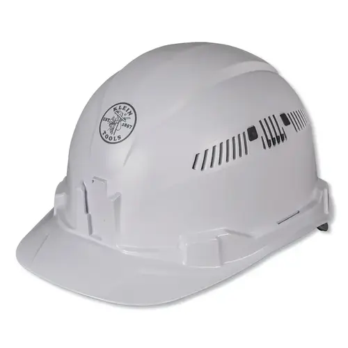 Hard Hat, 4-point Suspension, Vented Cap, White Hard Hat, 4-point Suspension, Vented Cap, White
