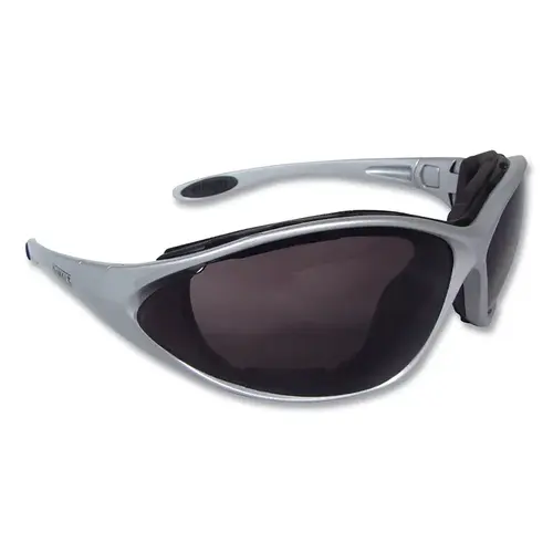 Framework Safety Glasses, Smoke Lens, Polycarbonate, Hard Coat, Silver Frame Framework Safety Glasses, Smoke Lens, Polycarbonate, Hard Coat, Silver Frame