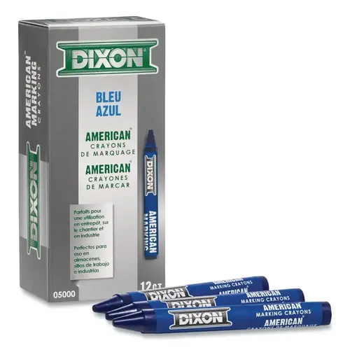 Industrial Round Marking Crayon, 5" Length, Blue, Pack of 12 Industrial Round Marking Crayon, 5" Length, Blue, Pack of 12