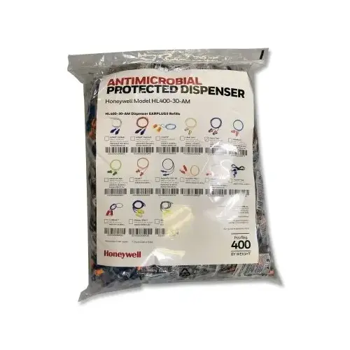 Earplug Dispenser Refill, Foam, Blue Detectable/Orange, Corded, Poly Bag