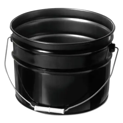 Unlined Open Head Steel Pail, 3 1/2 Gallon, 10.9 in Cap, Black