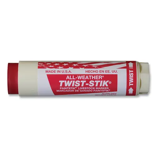 Twist-Stik  Livestock Marker, 1.37 in dia, 4.75 in L, Red