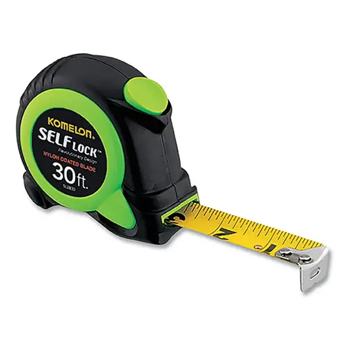 Self Lock Measuring Tape, 1 in x 30 ft, Green/Black Self Lock Measuring Tape, 1 in x 30 ft, Green/Black