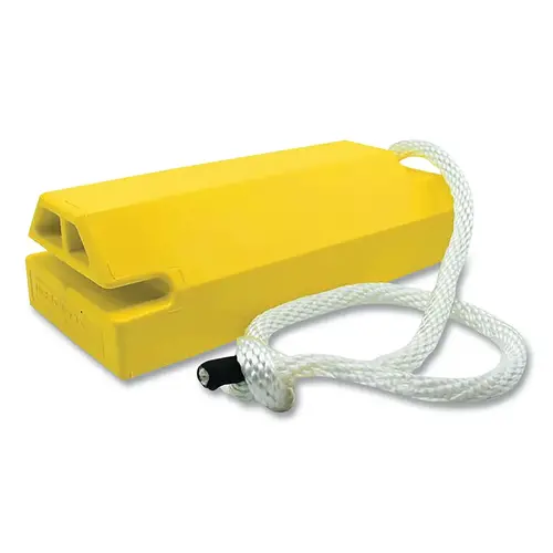 Aviation Wheel Chock, 4 in H x 6 in W x 14 in L, Single 36 in Locking Rope, Urethane, Hi-Vis Yellow