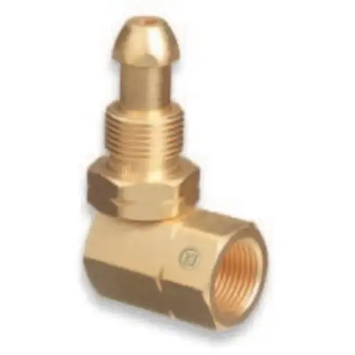 Brass Cylinder Adaptor, From CGA-510 POL Acetylene To CGA-510 POL Acetylene 90 degree