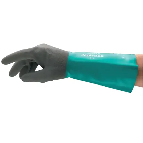 AlphaTec 58-530B/58-535B Gloves, 9, Grey/Teal, 14 in Cuff, 58-5035B AlphaTec 58-530B/58-535B Gloves, 9, Grey/Teal, 14 in Cuff, 58-5035B