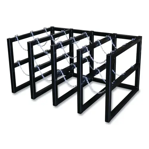 Gas Cylinder Barricade Rack, 4 ft W x 3 ft Deep, 12 Cylinder Capacity, 8 in to 12 in dia, Square Steel Tubing, Chains Gas Cylinder Barricade Rack, 4 ft W x 3 ft Deep, 12 Cylinder Capacity, 8 in to 12 in dia, Square Steel Tubing, Chains