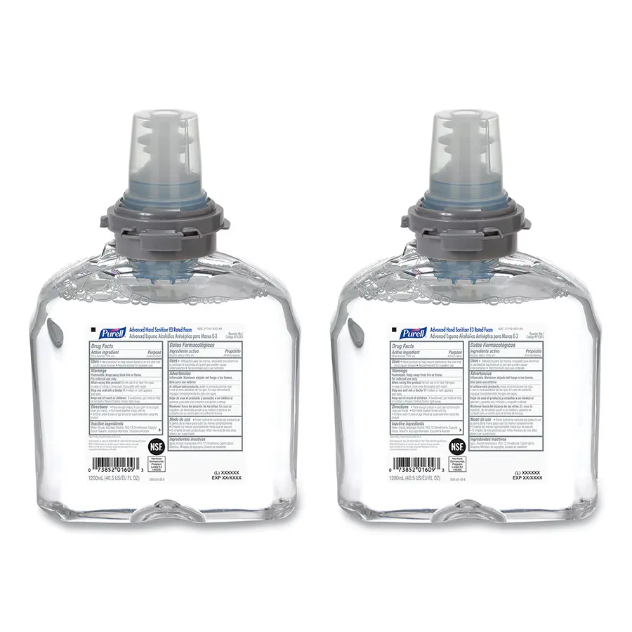 PURELL E3 Rated Advanced Hand Sanitizer Refill 1200 mL Alcohol Odor Foam for TFX Dispenser Clear 5393-02 PURELL E3 Rated Advanced Hand Sanitizer Refill 1200 mL Alcohol Odor Foam for TFX Dispenser Clear 5393-02