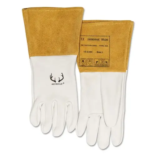 DEERSOsoft  Deerskin/Split Cowhide MIG/TIG Welding Gloves, Small, Pearl