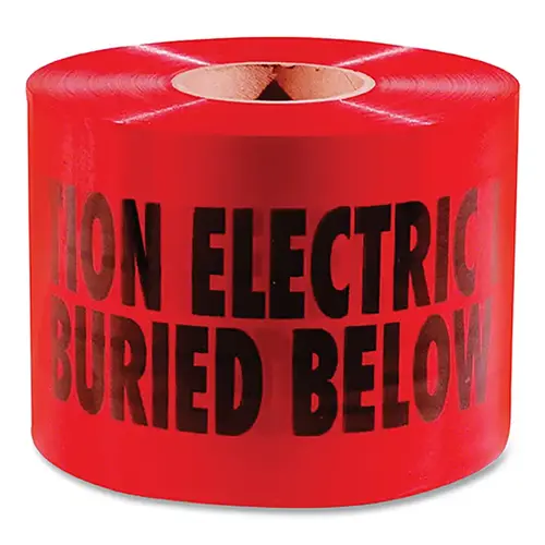 SHIELDTEC  Standard Non-Detectable Safety Tape, Caution Electric Line Buried Below, 1000 ft L, 6 in W, Red, Dspr Box