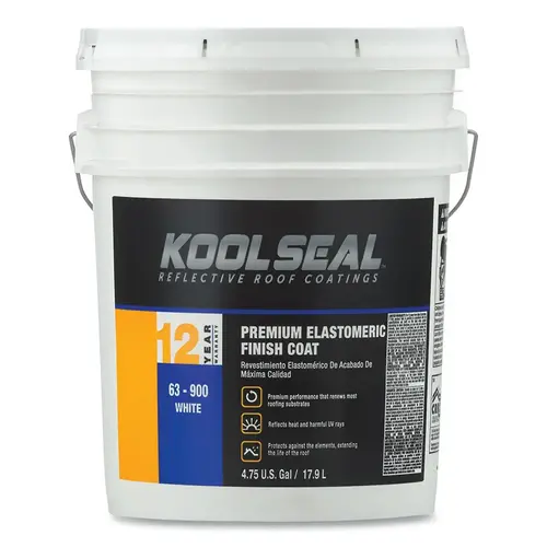 Premium 12 Year Elastomeric Roof Coating, 5 gal, Pail, White