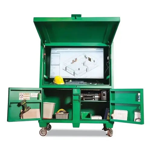 Compact Field Offices with Casters, 60 in W x 30.5 in D x 78 in H, 3 Doors, Green