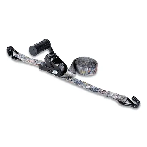 Ratchet Tie-Downs with J-Hooks, 1-1/4 in W x 12 ft L, 1,000 lb Load Capacity Trailhead Woods Camo