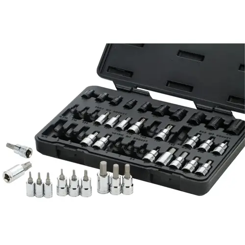 36 Piece Master Torx Set with Hex Bit Sockets, 1/4 in, 3/8 in & 1/2 in 36 Piece Master Torx Set with Hex Bit Sockets, 1/4 in, 3/8 in & 1/2 in