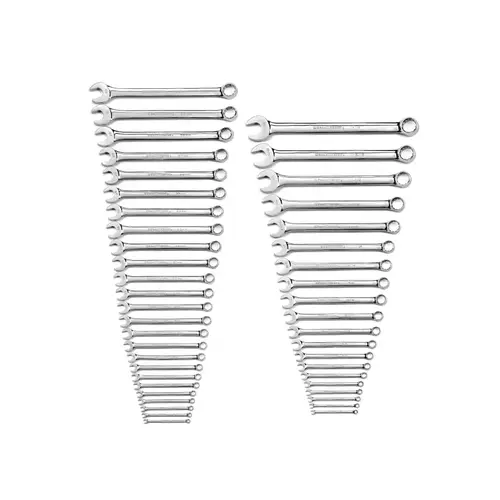 Surface Drive Combination Wrench Sets, 12 Points, SAE/Metric, Chrome, 44 Pc. Surface Drive Combination Wrench Sets, 12 Points, SAE/Metric, Chrome, 44 Pc.