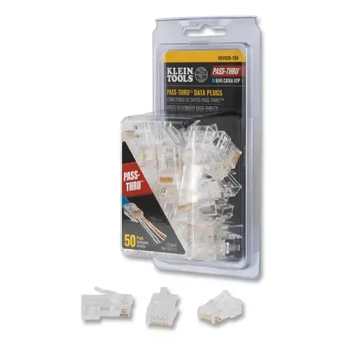 Pass-Thru Connectors, Modulart Data Plug, RJ45-CAT6A, UTP, 50 Pack Clear Pass-Thru Connectors, Modulart Data Plug, RJ45-CAT6A, UTP, 50 Pack Clear