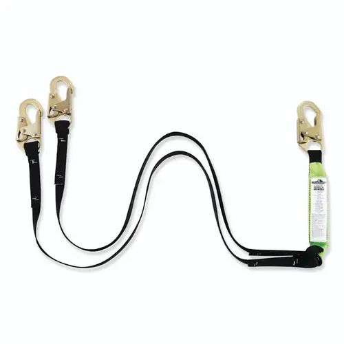 Shock Absorbing Lanyard, 6 ft, Steel Snap Hook, 310 lb, Steel Snap Hook, 2 Legs Shock Absorbing Lanyard, 6 ft, Steel Snap Hook, 310 lb, Steel Snap Hook, 2 Legs