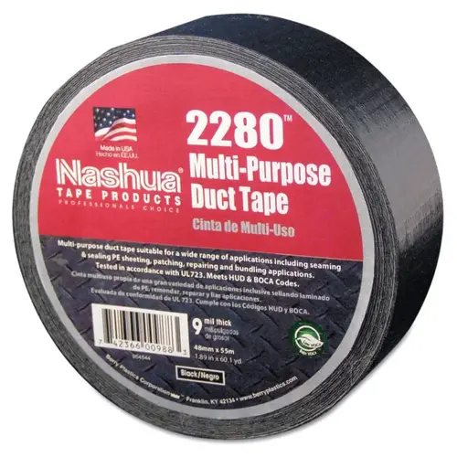2280 General Purpose Duct Tapes, Black, 55m x 48mm x 9 mil 2280 General Purpose Duct Tapes, Black, 55m x 48mm x 9 mil