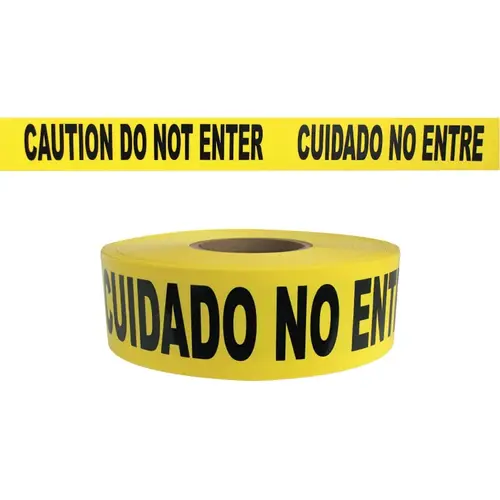 Barricade Tape, 3 in x 1000 ft, 2 mil, Yellow, CAUTION DO NOT ENTER