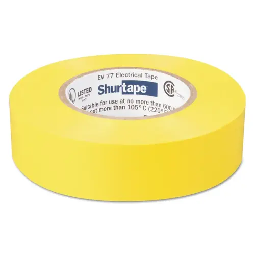 EV 77 Professional Grade Electrical Tapes, 66 ft x 3/4 in, Yellow, 100/case EV 77 Professional Grade Electrical Tapes, 66 ft x 3/4 in, Yellow, 100/case