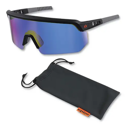 Skullerz AEGIR Safety Glasses/Sunglasses, Blue Mirror Polycarbonate Lens, Fog-Off+ Coating, Matte Black Frame Skullerz AEGIR Safety Glasses/Sunglasses, Blue Mirror Polycarbonate Lens, Fog-Off+ Coating, Matte Black Frame