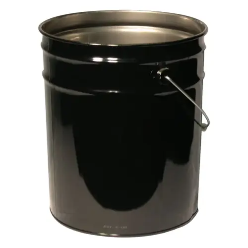Unlined Open Head Steel Pail, 5 gal, Steel, Black Unlined Open Head Steel Pail, 5 gal, Steel, Black