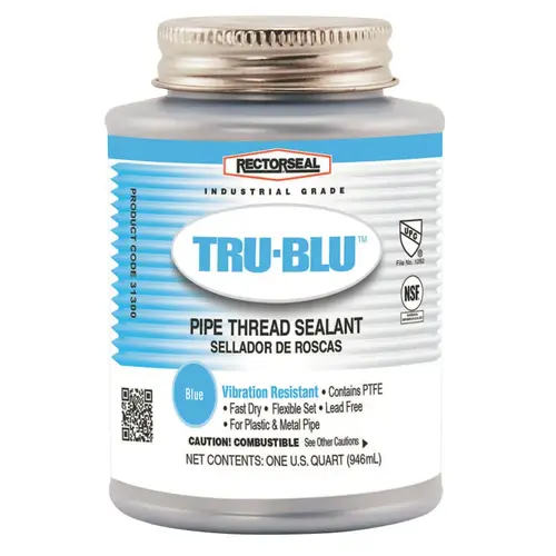 Tru-Blu Pipe Thread Sealant, 1 Quart Can, Blue Tru-Blu Pipe Thread Sealant, 1 Quart Can, Blue