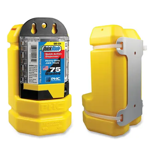 Blade Bank Kit, 750 Used Blade Capacity, SB-92 Utility Blade Dispenser, Mounting Bracket Included, Yellow Blade Bank Kit, 750 Used Blade Capacity, SB-92 Utility Blade Dispenser, Mounting Bracket Included, Yellow