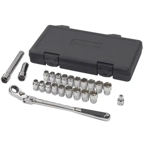 Pass-Thru  Vortex  Ratchet Set, 23 Pc, 3/8 in, 6 Point