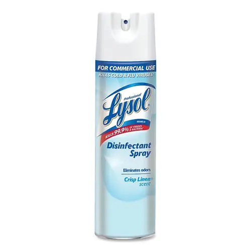 Disinfectant Spray, 19 oz, Aerosol Can, Crisp Linen Clear