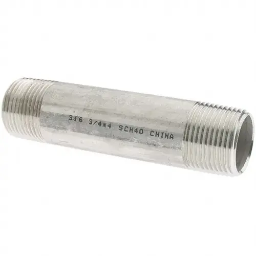 Stainless Steel Pipe Nipple: 3/4" Pipe, Grade 316 & 316L