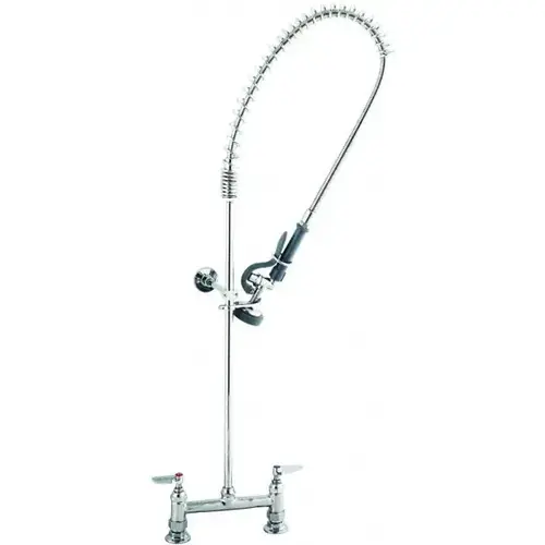 Riser with Spring Guide, 2 Way Design, Deck Mount, Deck Pre Rinse Faucet Assembly Chrome