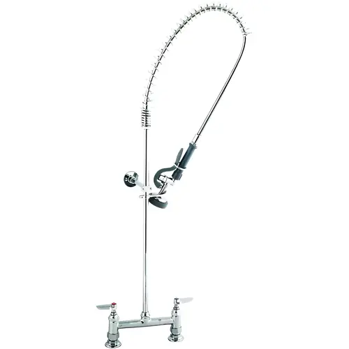 Riser with Spring Guide, 2 Way Design, Deck Mount, Deck Pre Rinse Faucet Assembly Chrome Riser with Spring Guide, 2 Way Design, Deck Mount, Deck Pre Rinse Faucet Assembly Chrome