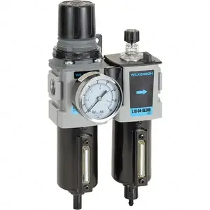 Wilkerson D18-04-FLG0B FRL Combination Unit: 1/2 NPT, Compact, 2 Pc Filter/Regulator-Lubricator with Pressure Gauge