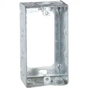 Hubbell-Raco 653 Electrical Device Box: Steel, Rectangle, 4" OAH, 2-1/8" OAW, 1.563" OAD, 1 Gang