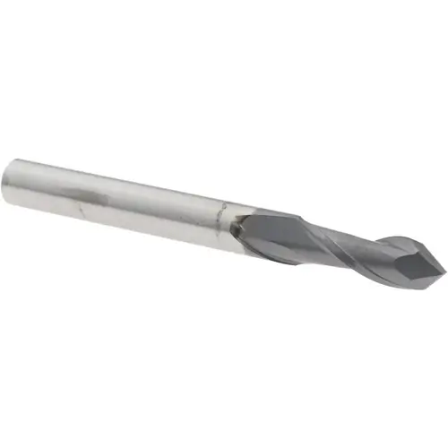 Drill Mill: 1/4" Dia, 3/4" LOC, 2 Flutes, 90 degree Point, Solid Carbide AlTiN Drill Mill: 1/4" Dia, 3/4" LOC, 2 Flutes, 90 degree Point, Solid Carbide AlTiN