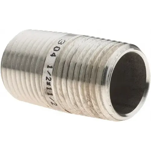 Stainless Steel Pipe Nipple: 1/2" Pipe, Grade 304 & 304L - pack of 4 Stainless Steel Pipe Nipple: 1/2" Pipe, Grade 304 & 304L - pack of 4