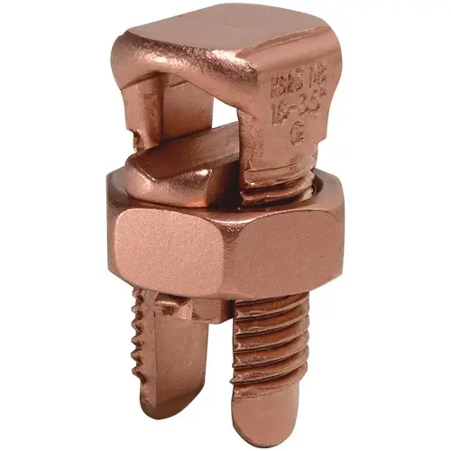 Split Bolt Connectors; Connector Material: Copper; Maximum Compatible Wire Size (AWG): 2 (Strand); Minimum Compatible Wire Size (AWG): 6 (Strand); Pressure Bar Material: Copper Alloy; Compatible Wire Type: Copper; Head Width (Decimal Inch): 0.62; Overall Split Bolt Connectors; Connector Material: Copper; Maximum Compatible Wire Size (AWG): 2 (Strand); Minimum Compatible Wire Size (AWG): 6 (Strand); Pressure Bar Material: Copper Alloy; Compatible Wire Type: Copper; Head Width (Decimal Inch): 0.62; Overall