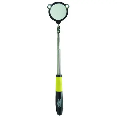 Telescoping Inspection Mirror: Round, Glass Mirror, Vinyl Handle