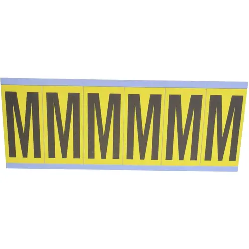 Number & Letter Label: "M", Rectangle, 1.5" Wide