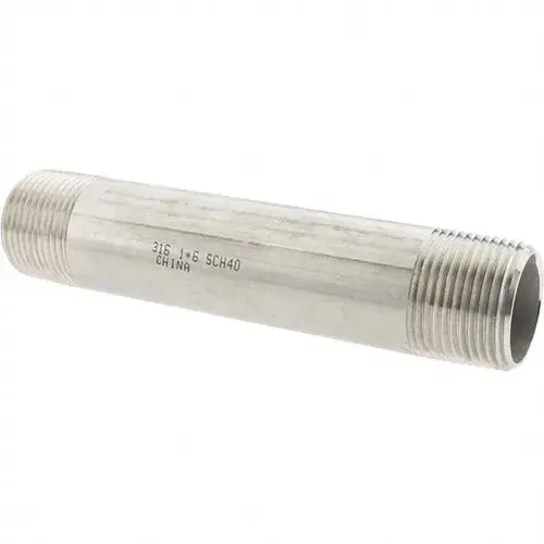 Stainless Steel Pipe Nipple: 1" Pipe, Grade 316 & 316L - pack of 2