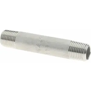 MERIT BRASS 6002-200 Stainless Steel Pipe Nipple: 1/8" Pipe, Grade 316 & 316L