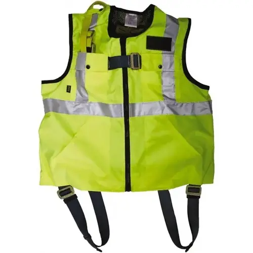 Fall Protection Harnesses: 350 Lb, Vest Style, Size Large, Polyester, Back