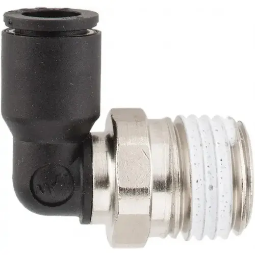 Push-to-Connect Tube Fitting: Male Elbow, 1/4" Thread, 1/4" OD