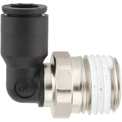 Push-to-Connect Tube Fitting: Male Elbow, 1/4" Thread, 1/4" OD Push-to-Connect Tube Fitting: Male Elbow, 1/4" Thread, 1/4" OD