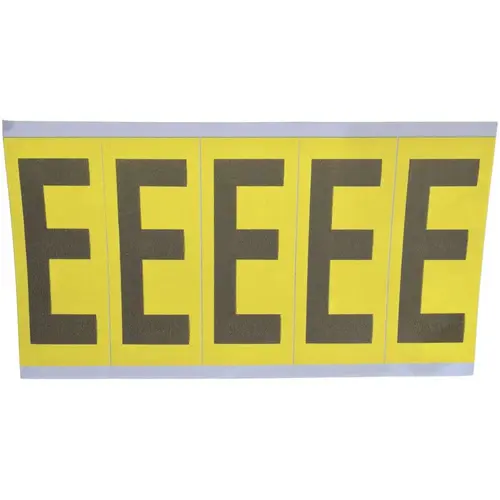 Number & Letter Label: "E", Rectangle, 1.75" Wide, 5" High