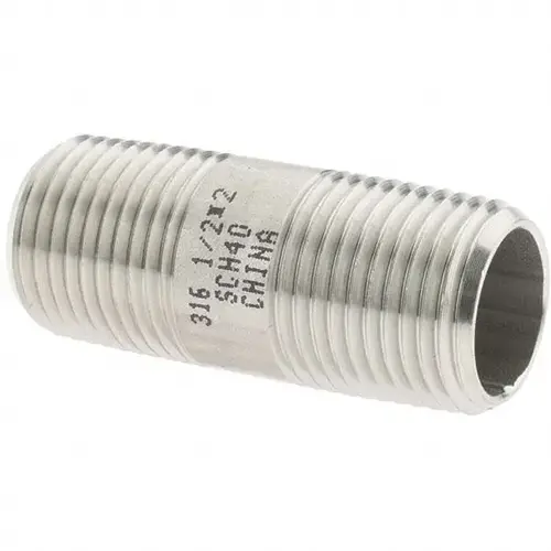 Stainless Steel Pipe Nipple: 1/2" Pipe, Grade 316 & 316L - pack of 4