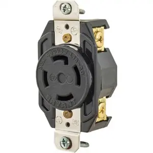 Bryant Electric 71630FR Twist Lock Receptacles; Receptacle/Part Type: Receptacle; Gender: Female; NEMA Configuration: L16-30R; Flange Style: No Flange; Amperage: 30 A; Number Of Poles: 3; Number Of Wires: 4; Maximum Cord Diameter: 29.20 mm; Resistance Features: Impact-Resistant;