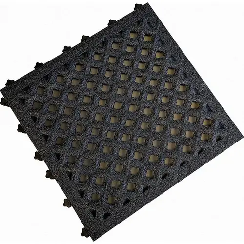 Anti-Fatigue Modular Tile Mat: Dry & Wet Environment, 18" Length, 18" Wide, 1" Thick, Black Anti-Fatigue Modular Tile Mat: Dry & Wet Environment, 18" Length, 18" Wide, 1" Thick, Black